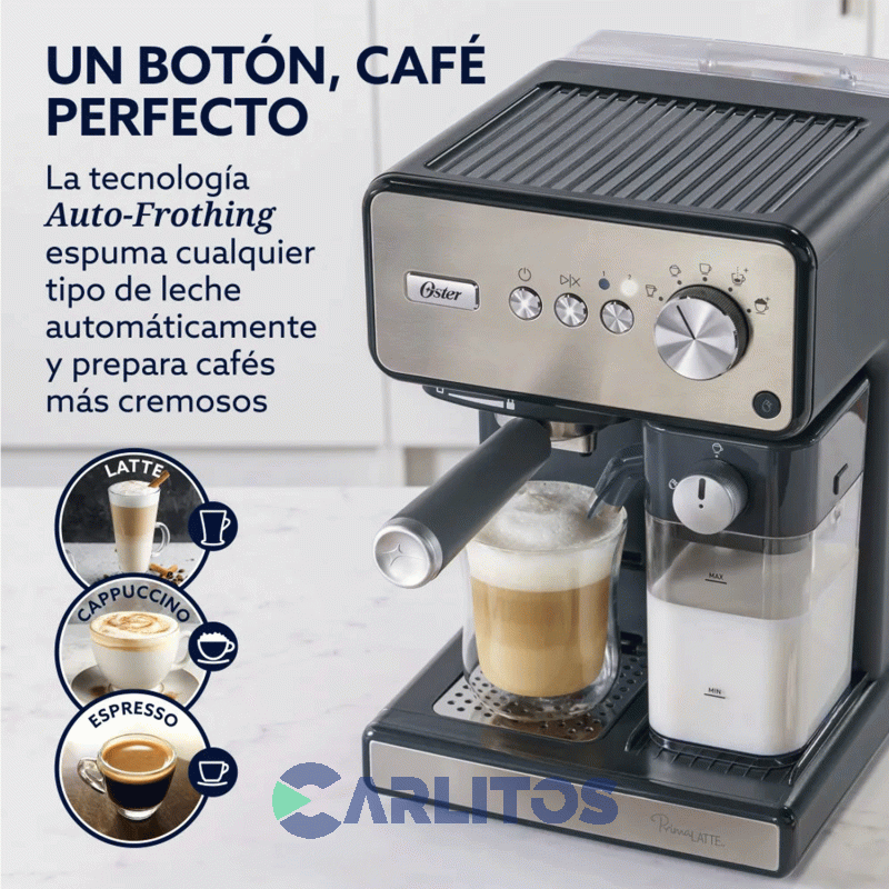 Cafetera Express Oster Automatica Primalatte Silver 15 Bares Bvstem6604ss