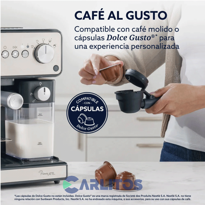 Cafetera Express Oster Automatica Primalatte Silver 15 Bares Bvstem6604ss