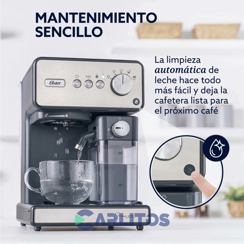 Cafetera Express Oster Automatica Primalatte Silver 15 Bares Bvstem6604ss