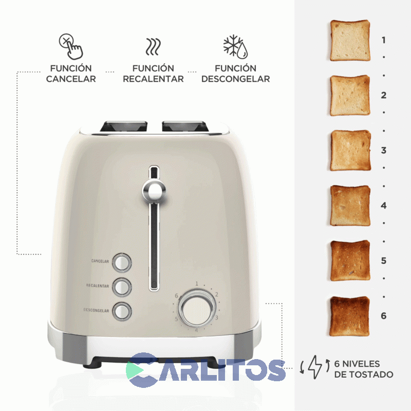 Tostadora Electrica Crema Pastalinda  Wt-330c