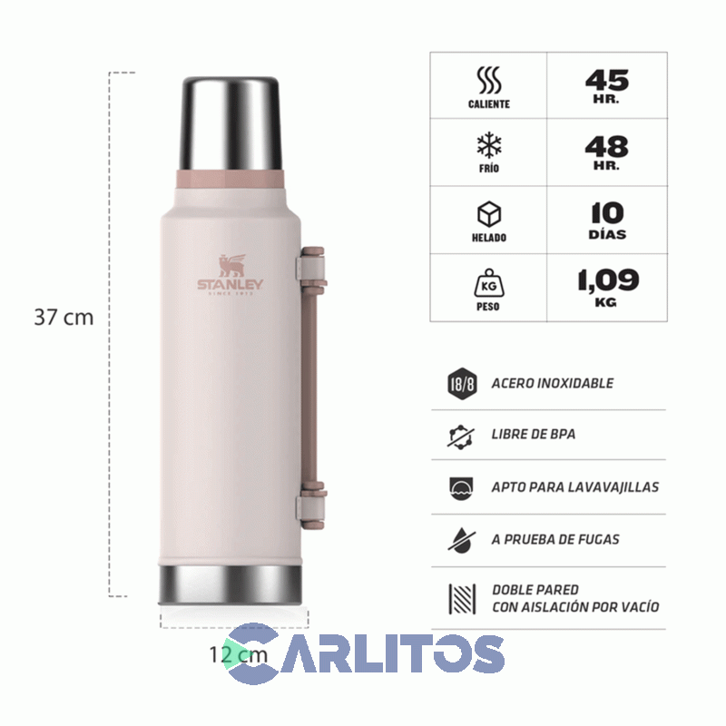Termo De Mate Stanley Legendario Clásico XL 1.4 Litros Rose Quartz
