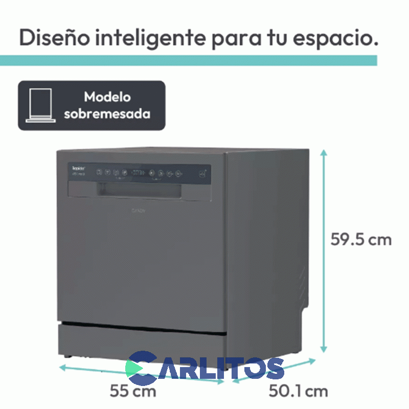 Lavavajilla Candy Inverter 8 Cubiertos Gris Cp8f9ffa-12