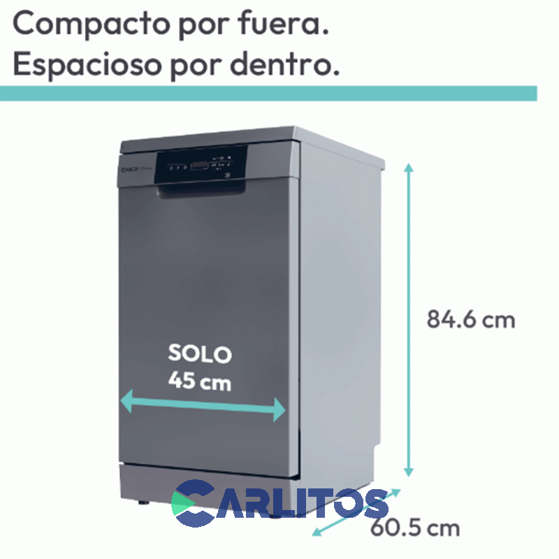 Lavavajilla Candy 10 Cubiertos Gris Cdph2d1047s-12