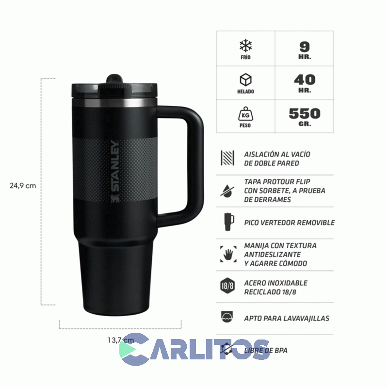 Vaso Stanley Quencher Protour Tumbler 887 Ml  Black Fade