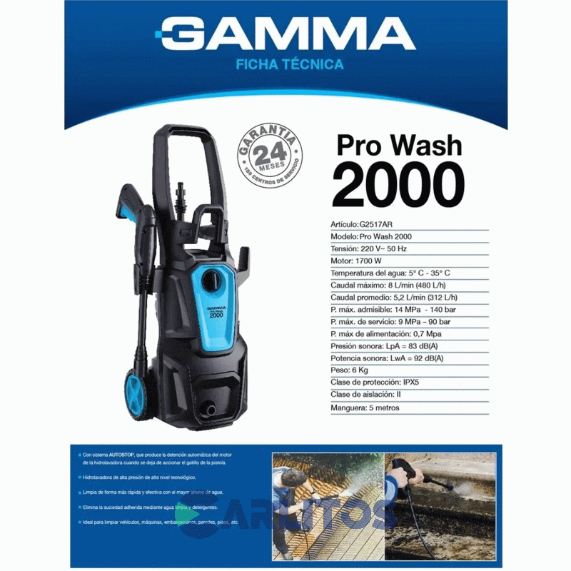 Hidrolavadora Gamma 140 Bar 480 Litros/Hora - Pro Wash 2000 G2517