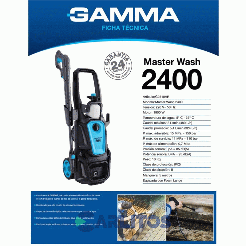 Hidrolavadora Gamma 150 Bar 480 Litros/Hora - Master Wash 2400 G2518