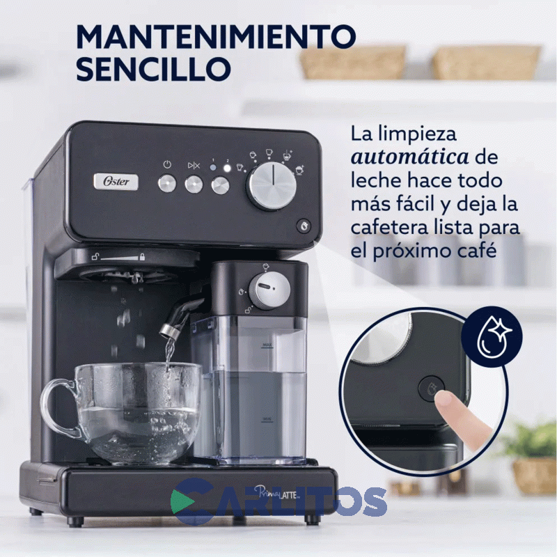 Cafetera Express Oster Automatica Primalatte Negra 15 Bares Bvstem6604bar