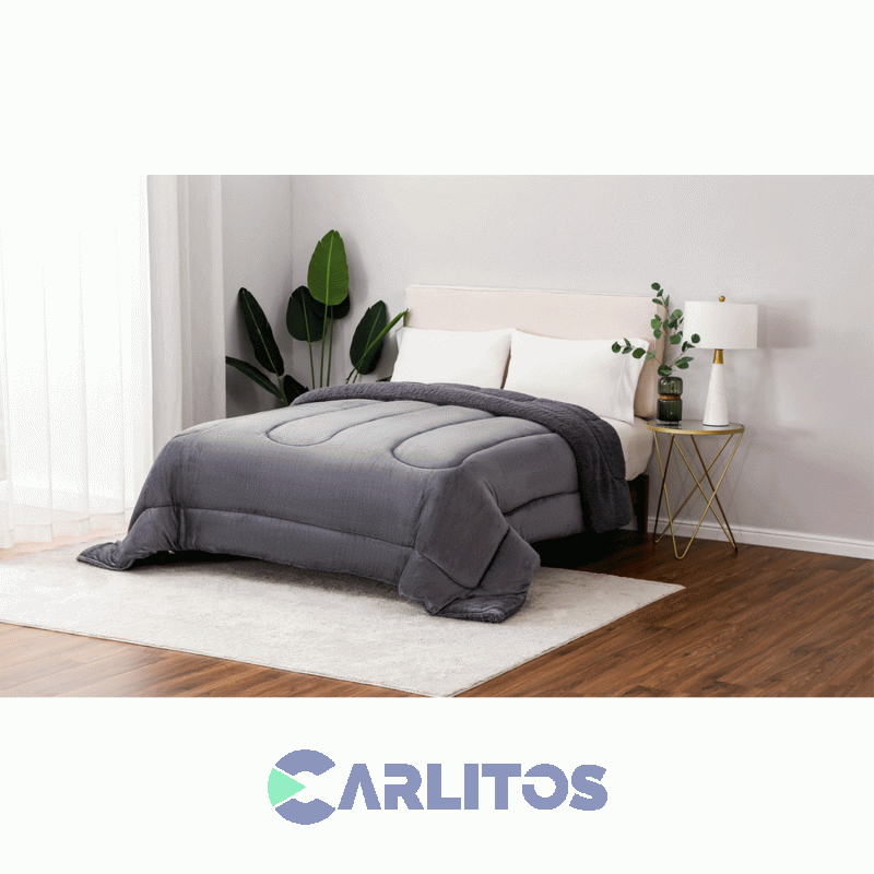 Acolchado Queen Size Winter Mantra con Corderito Gris