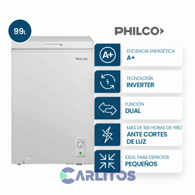 Freezer Horizontal Philco 100 Litros Inverter Blanco Phch099bi