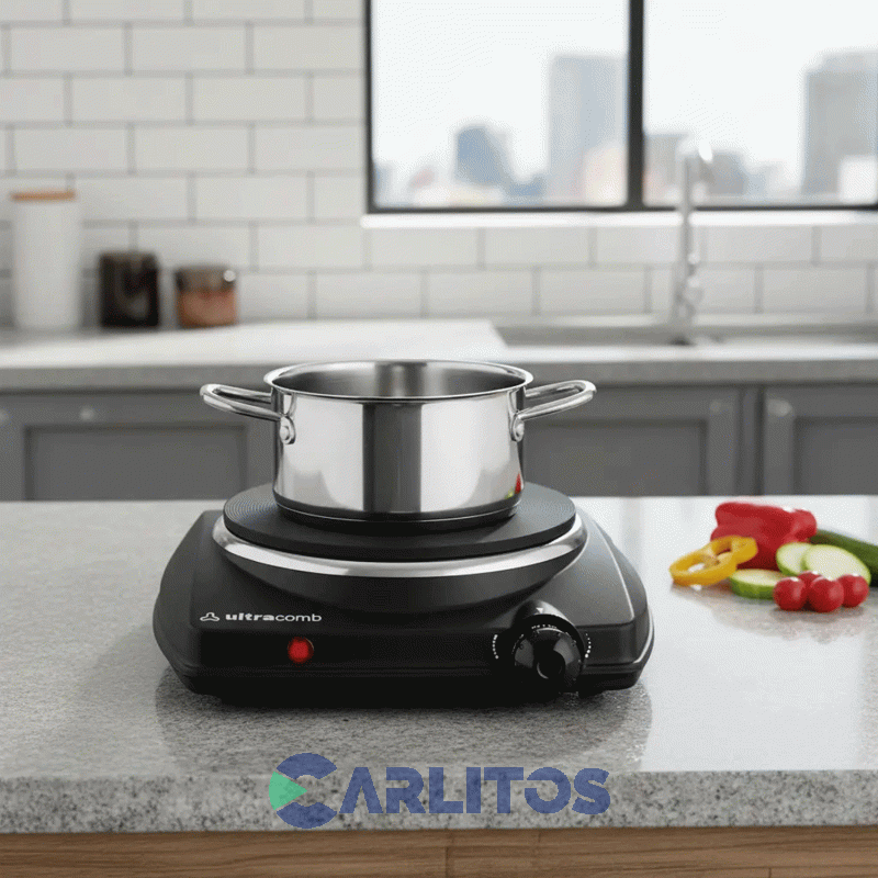 Anafe Portatil Electrico Ultracomb Negro 1500 Watts - 1 Hornalla  An-2200