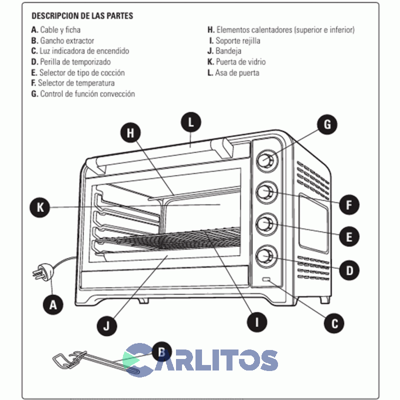 Horno Electrico Ultracomb 110 Litros Grill Conveccion Uc110cln