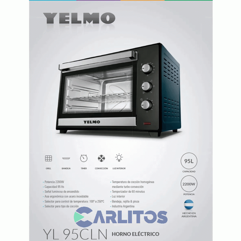 Horno Electrico Yelmo Grill 95 Litros Conveccion Yl95cln