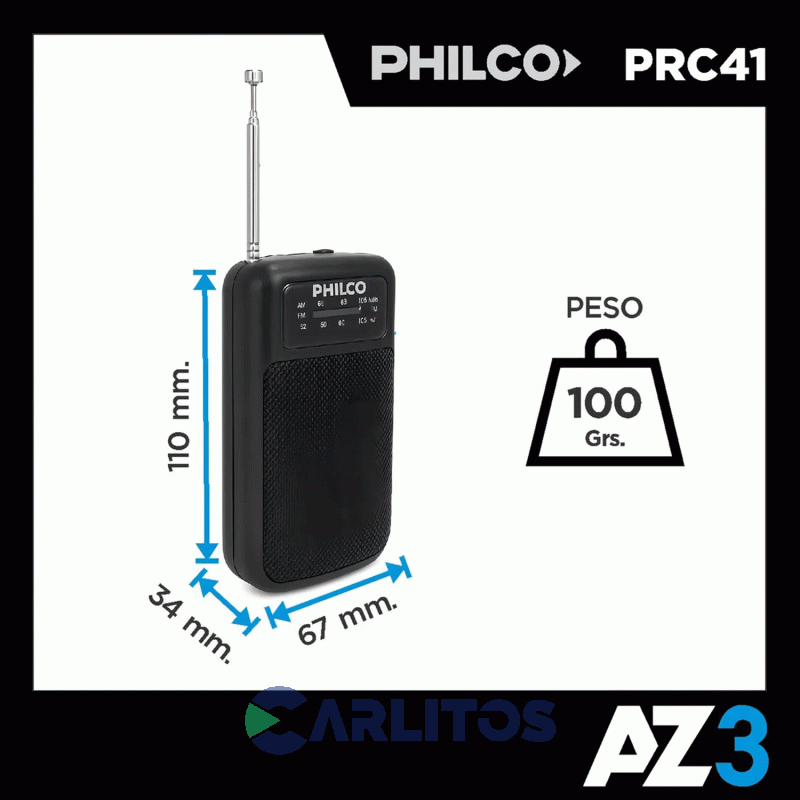 Radio Portatil Philco Am/Fm Analogica Prc41