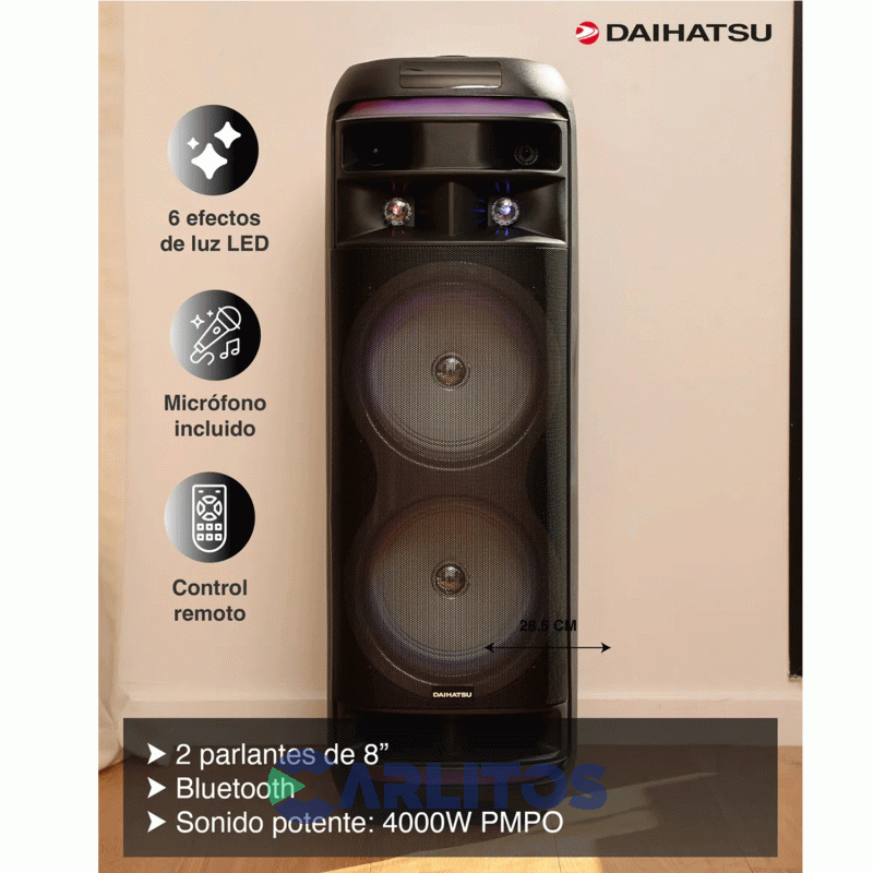 Parlante Torre Con Bluetooth Y Bateria Daihatsu 4000 Watts Pmpo D-s8020bt