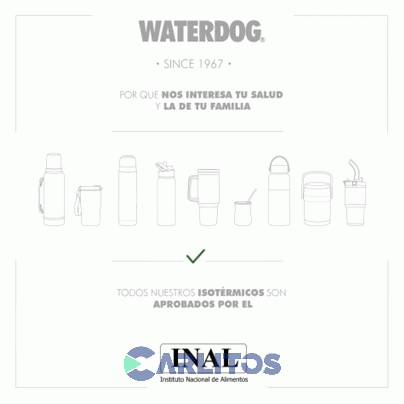 Botella De Acero Inoxidable 600 Cc Waterdog Buho600z Ceniza