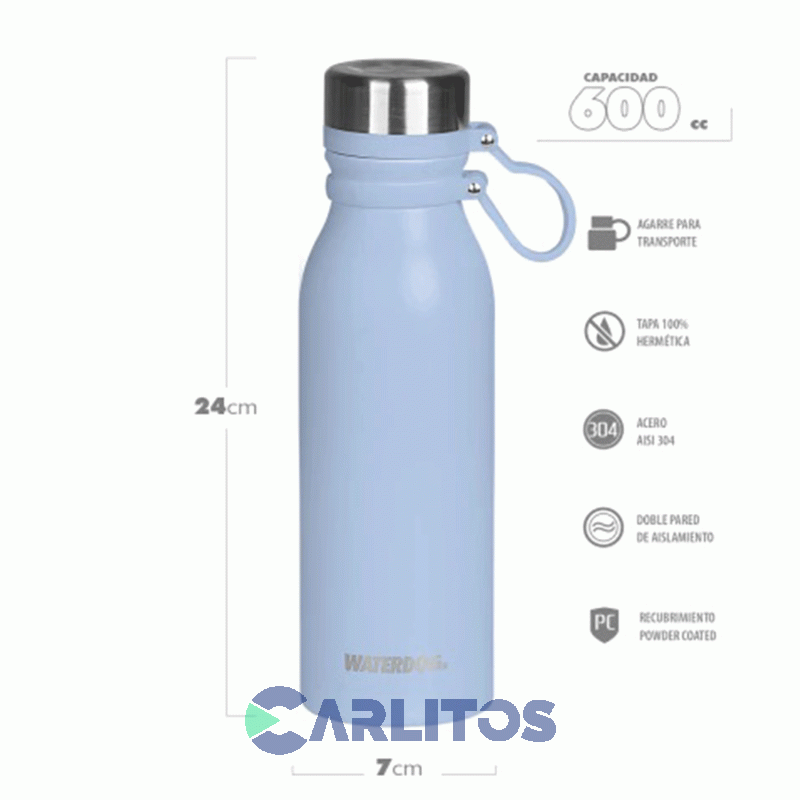 Botella De Acero Inoxidable Waterdog 600 Cc Buho600lv Lavanda