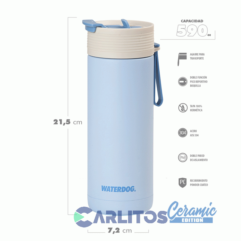 Botella De Acero Inoxidable Waterdog 590 Cc Bonnie590bs Blue Sky