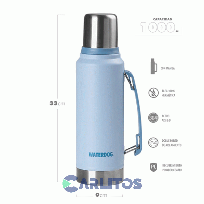Termo De Mate Waterdog Con Manija 1 Litro Ombu Azul Aero