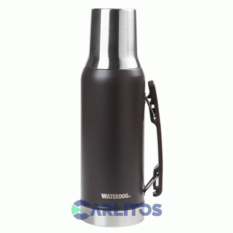 Termo De Mate Waterdog Con Tapa Multifunción Y Manija 1.2 Litros Ronda1200ch Chocolate