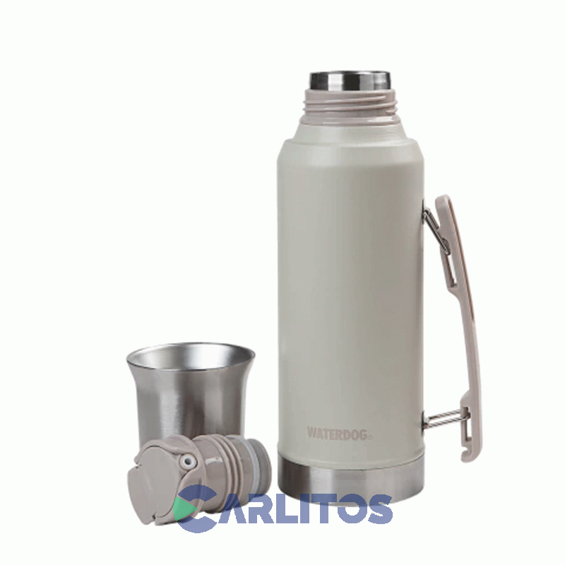 Termo De Mate Waterdog Con Tapa Multifunción Y Manija 1.2 Litros Ronda1200cz Ceniza