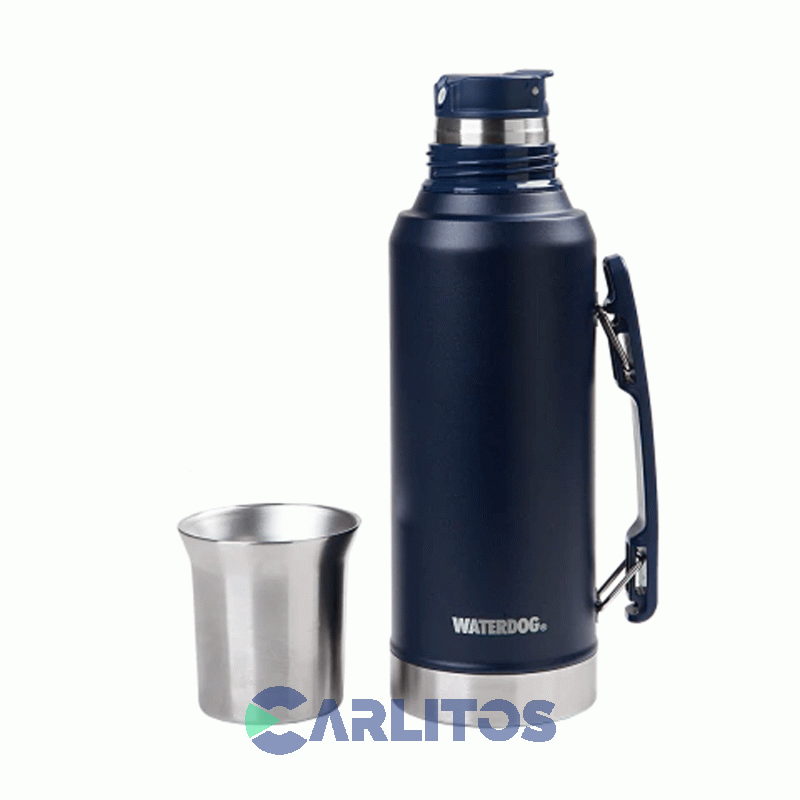 Termo De Mate Waterdog Con Tapa Multifunción Y Manija 1.2 Litros Ronda1200in Azul Indigo