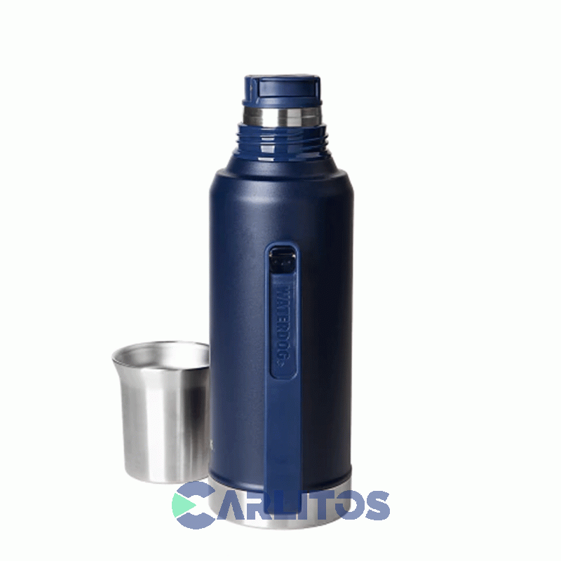 Termo De Mate Waterdog Con Tapa Multifunción Y Manija 1.2 Litros Ronda1200in Azul Indigo