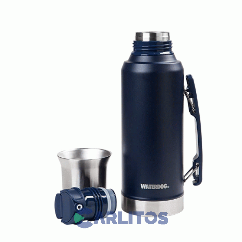Termo De Mate Waterdog Con Tapa Multifunción Y Manija 1.2 Litros Ronda1200in Azul Indigo