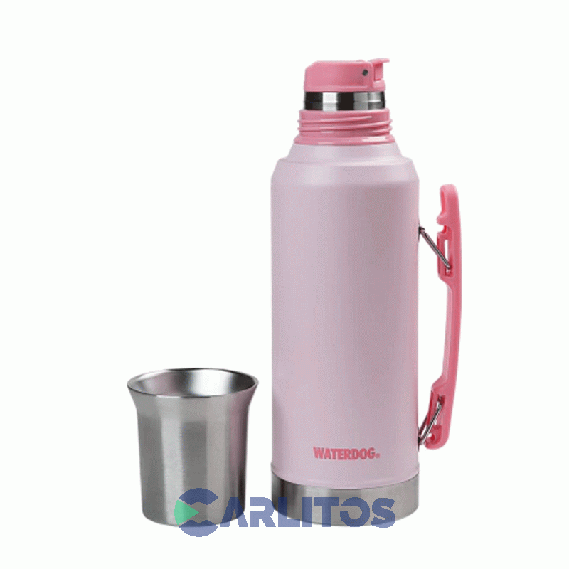 Termo De Mate Waterdog Con Tapa Multifunción Y Manija 1.2 Litros Ronda1200pk Rosa