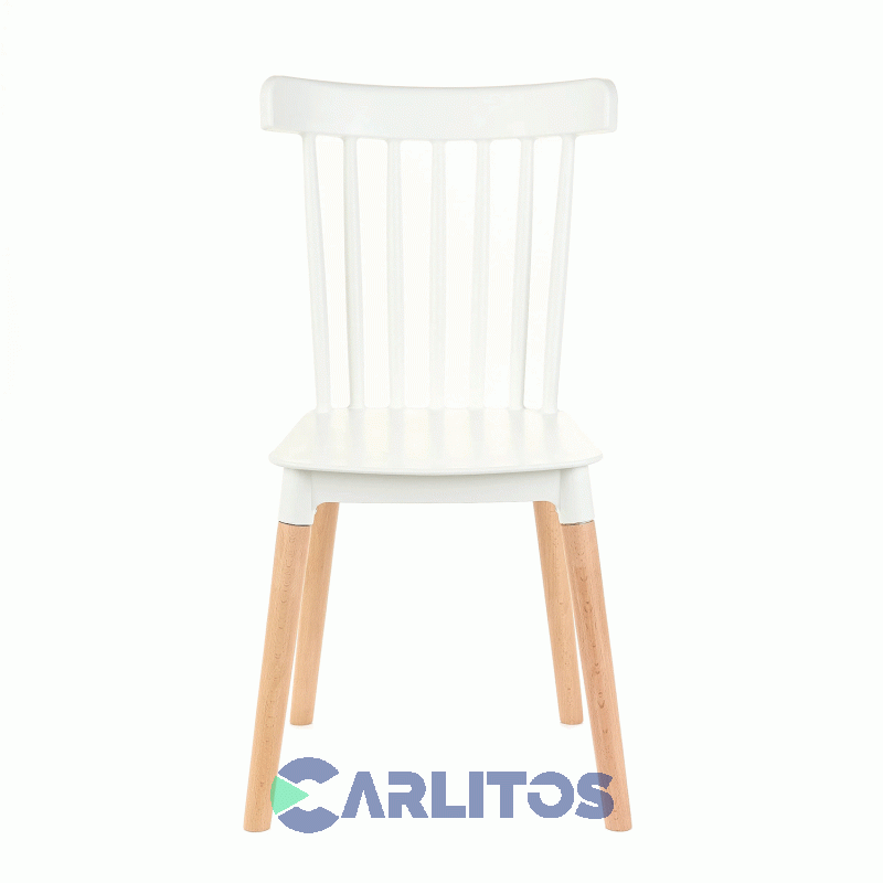 Combo X 4 Sillas Garden Life Windsor Pvc Blanca Patas De Madera F908000x4