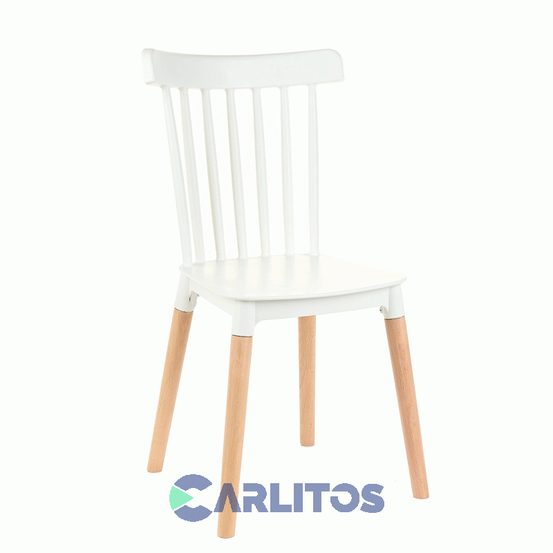 Combo X 4 Sillas Garden Life Windsor Pvc Blanca Patas De Madera F908000x4