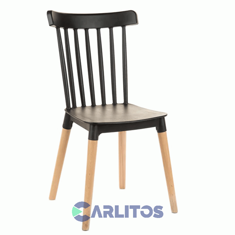 Silla Windsor Garden Life Pvc Negra Patas De Madera F908001