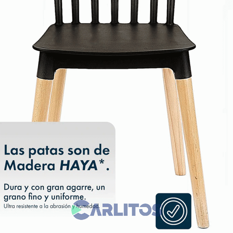 Silla Windsor Garden Life Pvc Negra Patas De Madera F908001