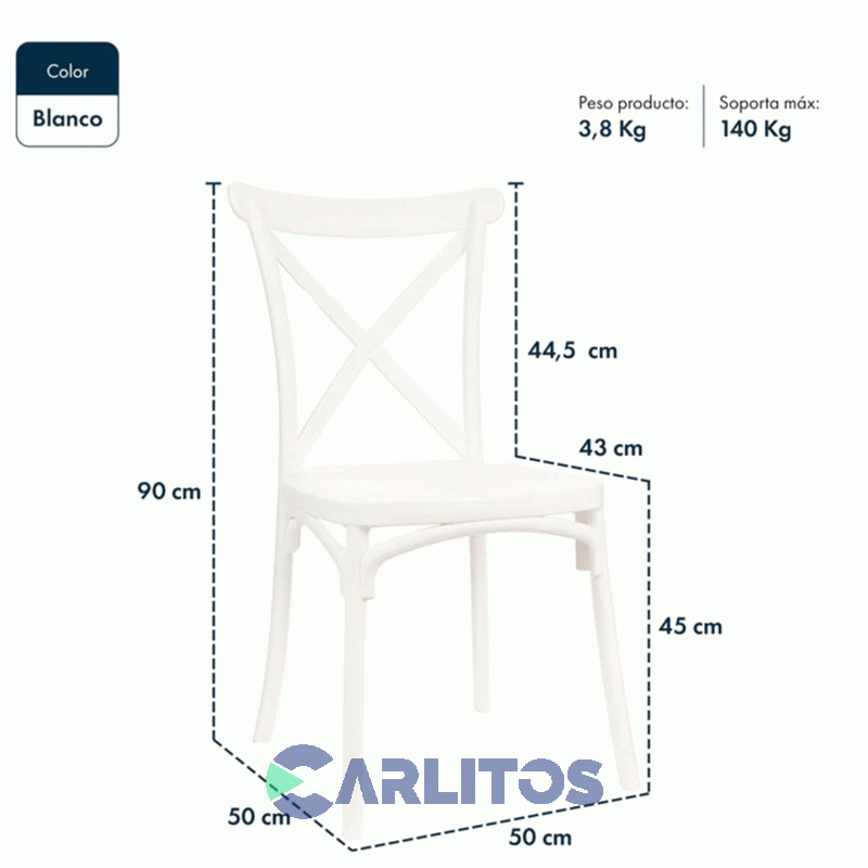 Silla Katrina Garden Life Pvc Blanca Polipropileno Asiento Y Respaldo F9060000