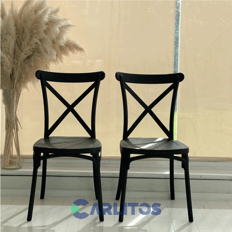 Silla Katrina Garden Life Pvc Negra Polipropileno Asiento Y Respaldo F9060001
