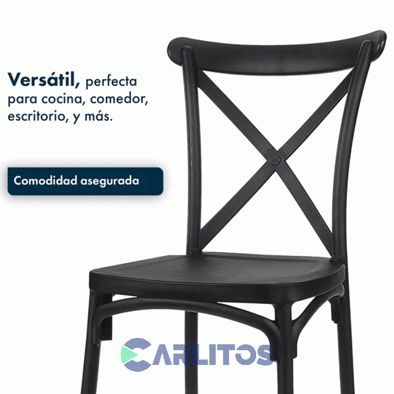Silla Katrina Garden Life Pvc Negra Polipropileno Asiento Y Respaldo F9060001