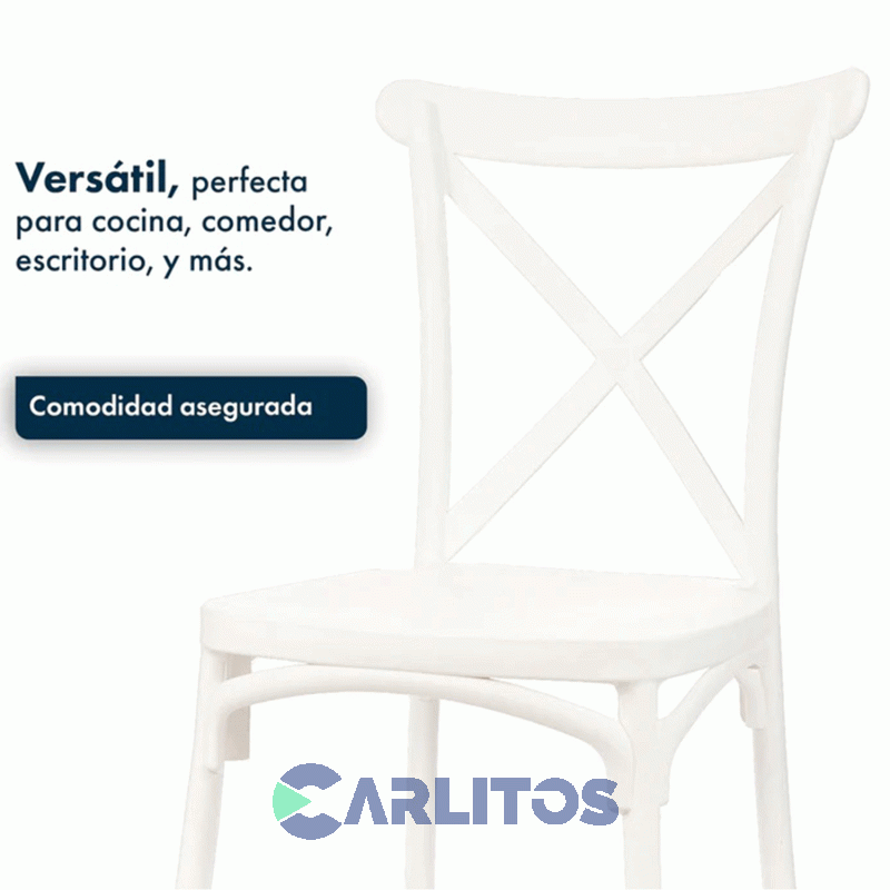 Combo X 4 Sillas Katrina Garden Life Pvc Blanca Polipropileno  Asiento Y Respaldo F9060000x4