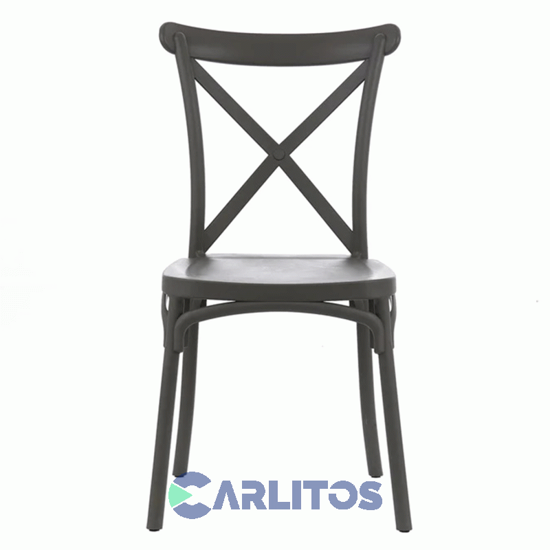 Combo X 4 Sillas Katrina Garden Life Pvc Negra Polipropileno Asiento Y Respaldo F9060001x4