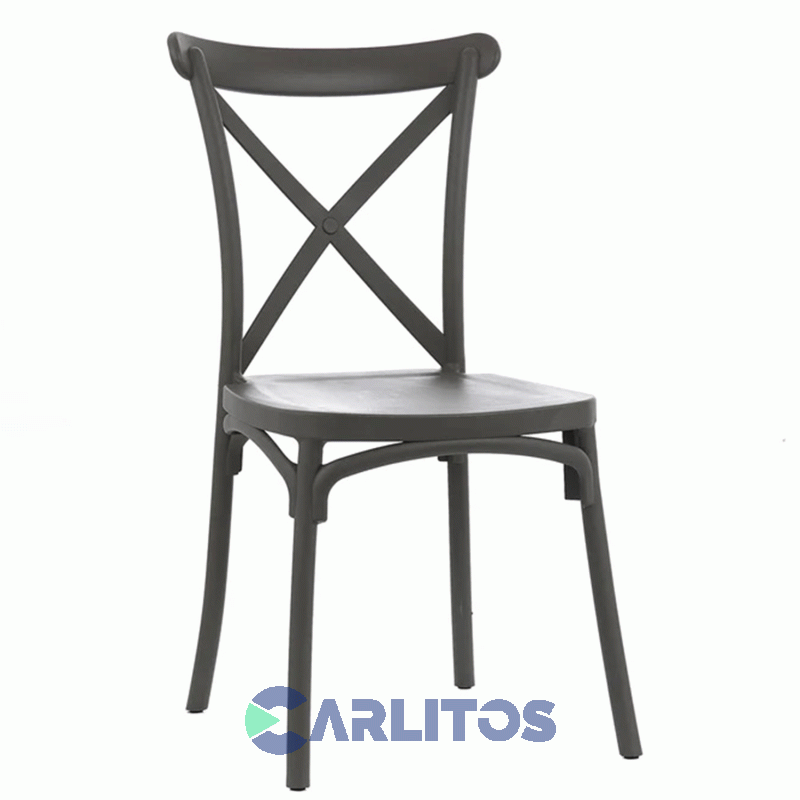 Combo X 4 Sillas Katrina Garden Life Pvc Negra Polipropileno Asiento Y Respaldo F9060001x4