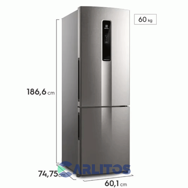 Heladera No Frost Electrolux Inverter 400 Litros Gris Plata Ib6s