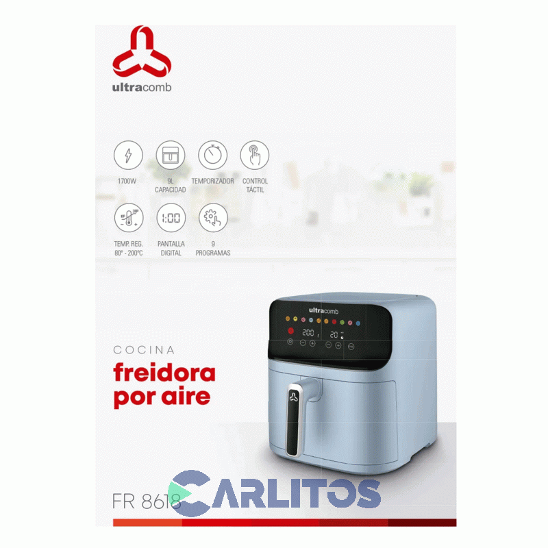Freidora De Aire Ultracomb Fryer Celeste Fr8618