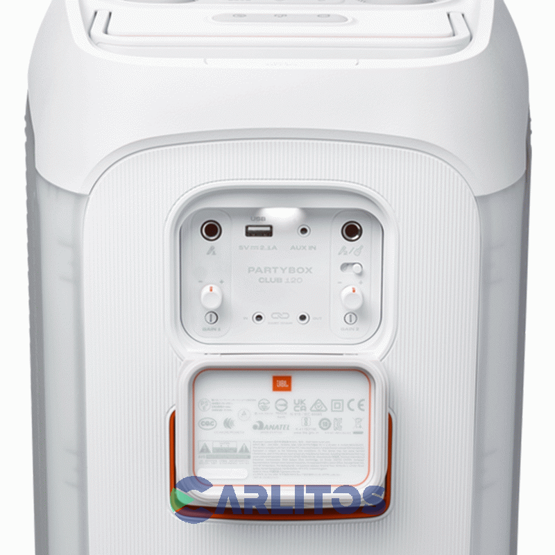 Parlante Torre Jbl Con Bluetooth Y Bateria 160 Watts Rms Partybox Club 120sw Blanco