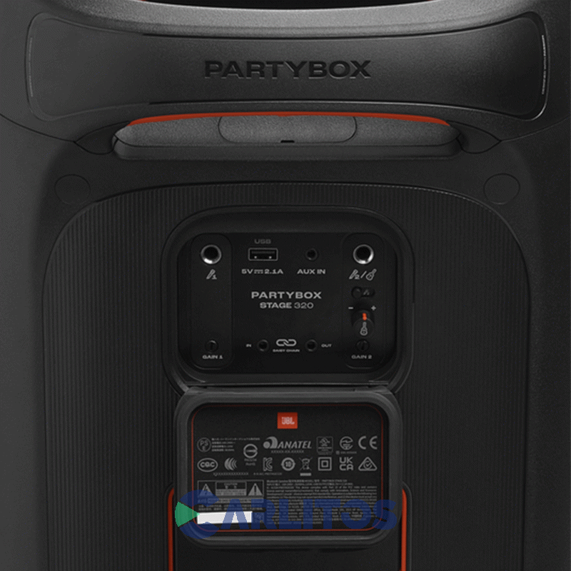 Parlante Torre Jbl Con Bluetooth Y Bateria 240 Watts Rms Partybox Stage 320 Negro