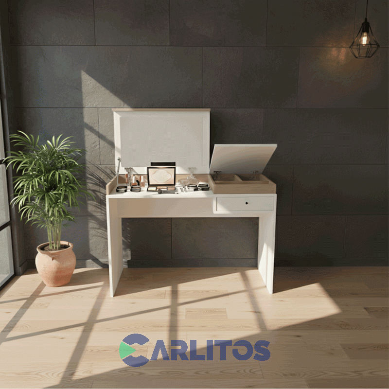 Escritorio Maquillador Tables 1.00 Mts Cod: 3087-Cob Blanco-Olmo Finlandes