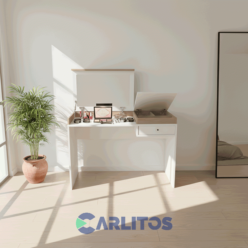 Escritorio Maquillador Tables 1.00 Mts Cod: 3087-Cob Blanco-Olmo Finlandes