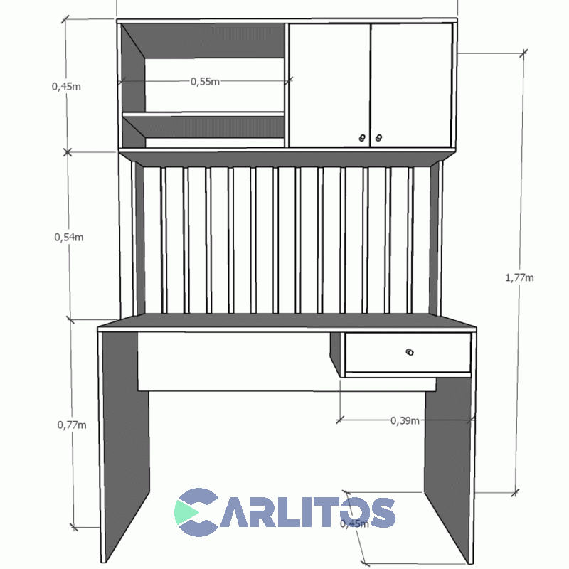 Escritorio Varillado con Alzada Tables Cod:3104 Olmo Finlandés y Everest