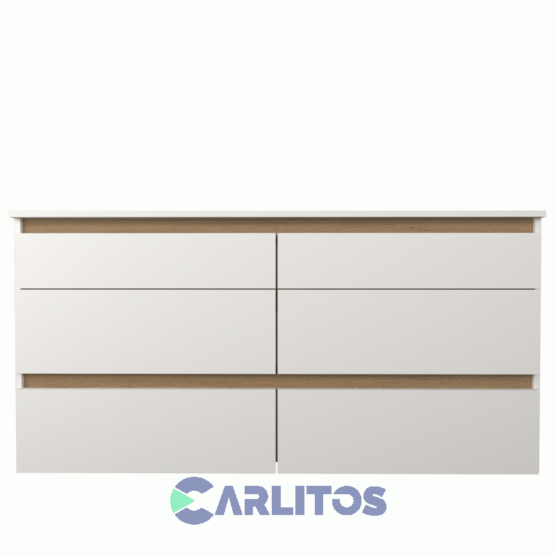 Comoda Tables 6 Cajones 1.28 Mts Linea Home Cod: 3113-Bm-Blanco
