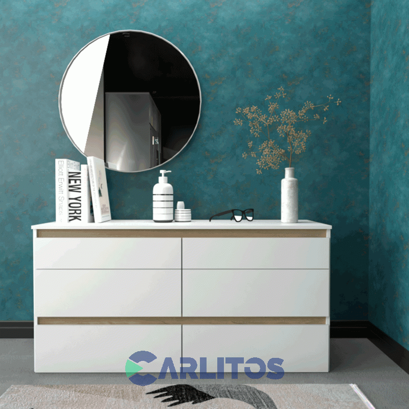 Comoda Tables 6 Cajones 1.28 Mts Linea Home Cod: 3113-Bm-Blanco