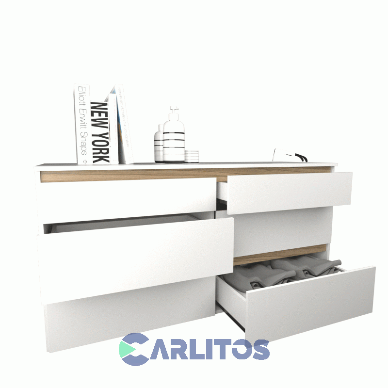Comoda Tables 6 Cajones 1.28 Mts Linea Home Cod: 3113-Bm-Blanco