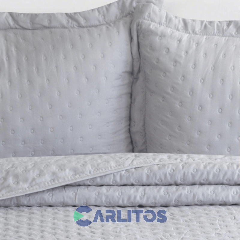 Cubrecama King Size Mantra Prewash Dots Wash Gris Claro