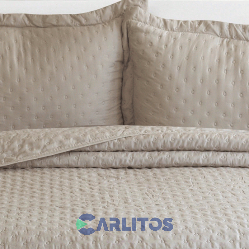 Cubrecama King Size Mantra Prewash Dots Wash Beige